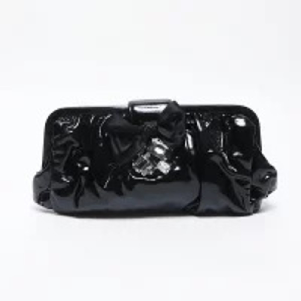 Miu Miu Black Bijou Leather Patent Bag Clutch Vernis